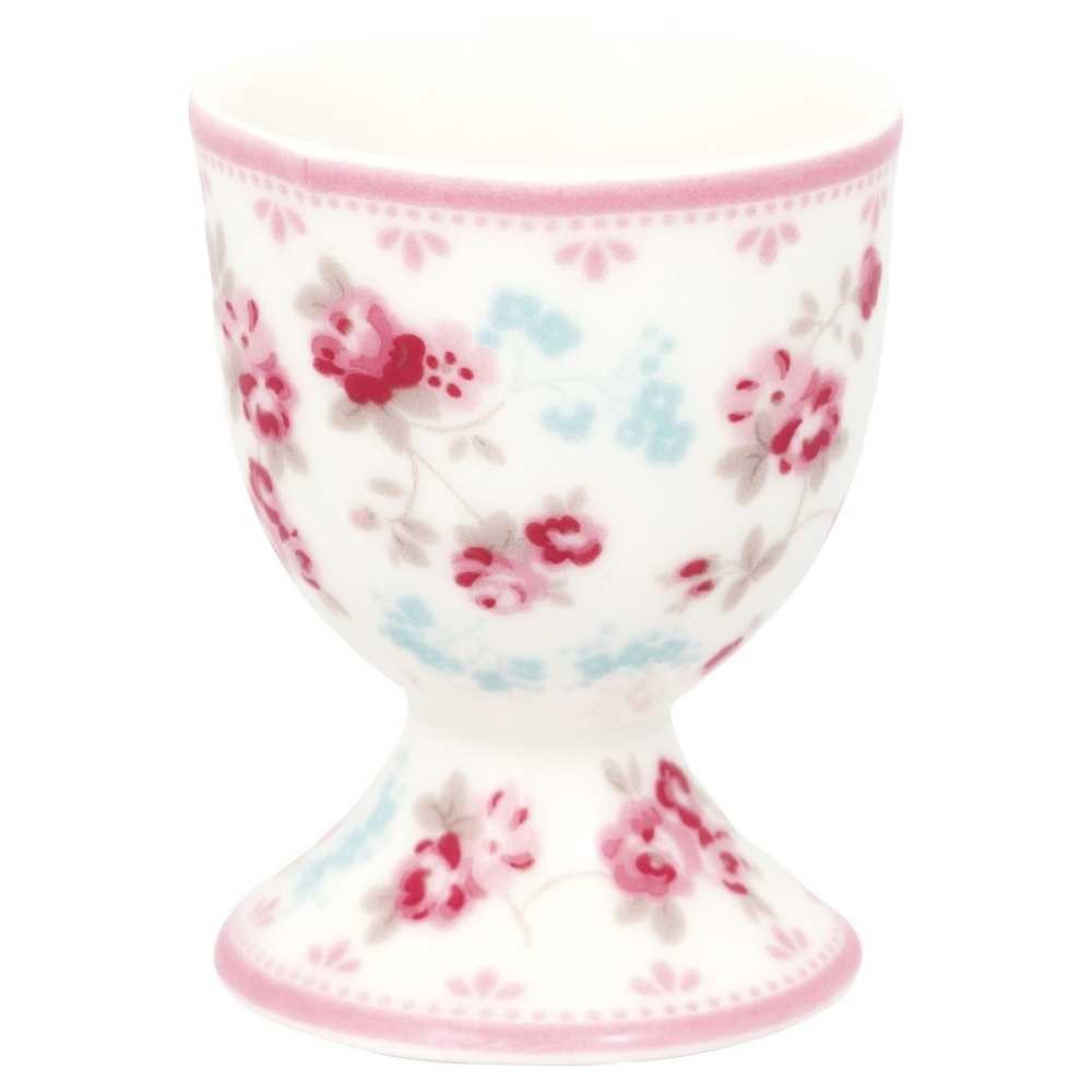 Greengate Eierbecher Greengate Eierbecher ELSY Weiß mit Blumen und Rosa verziertem Rand