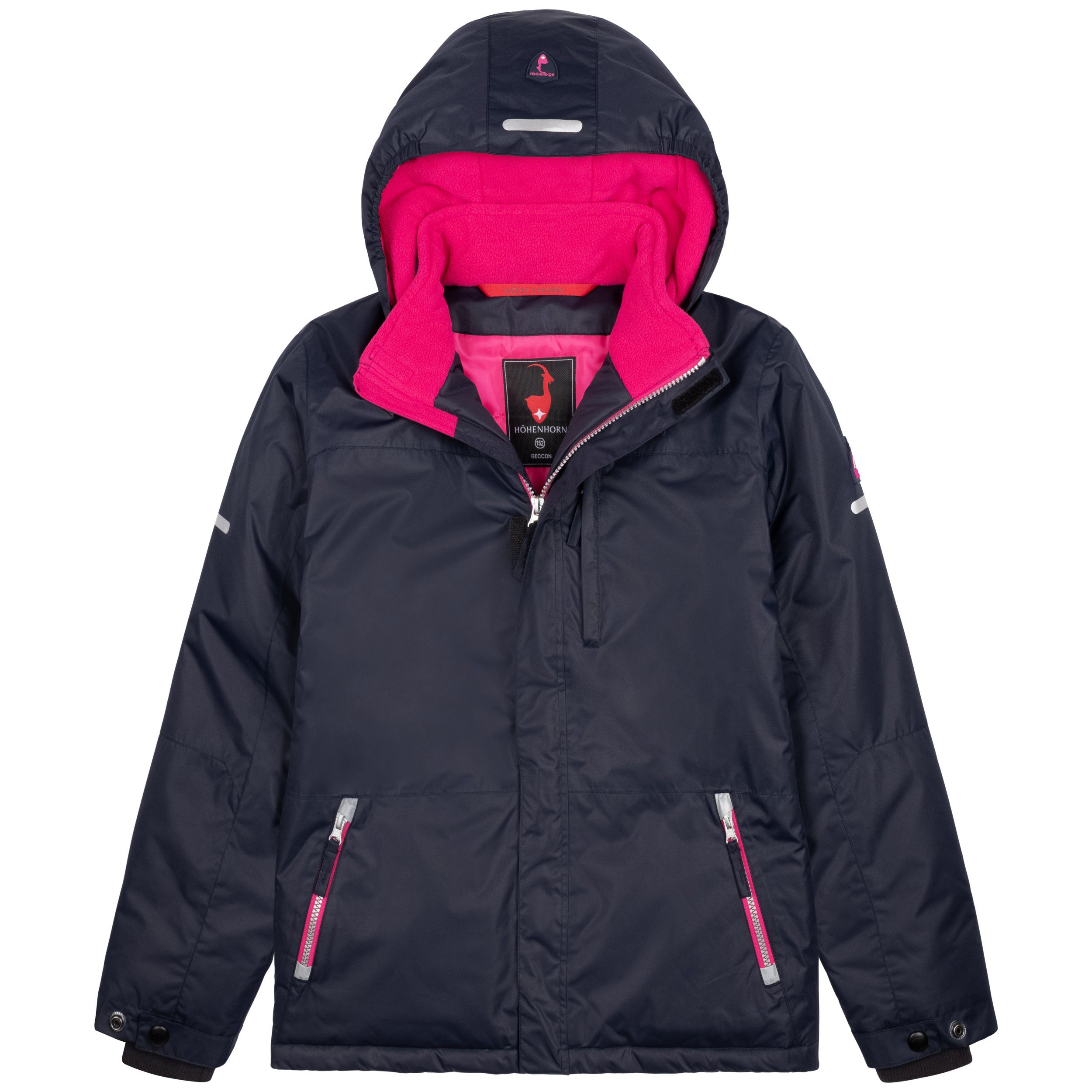 Mädchen Dunkelblau/Pink mit Jacke Winter Jungen Gefüttert Kinder Geccon Winterjacke Höhenhorn Schneefang