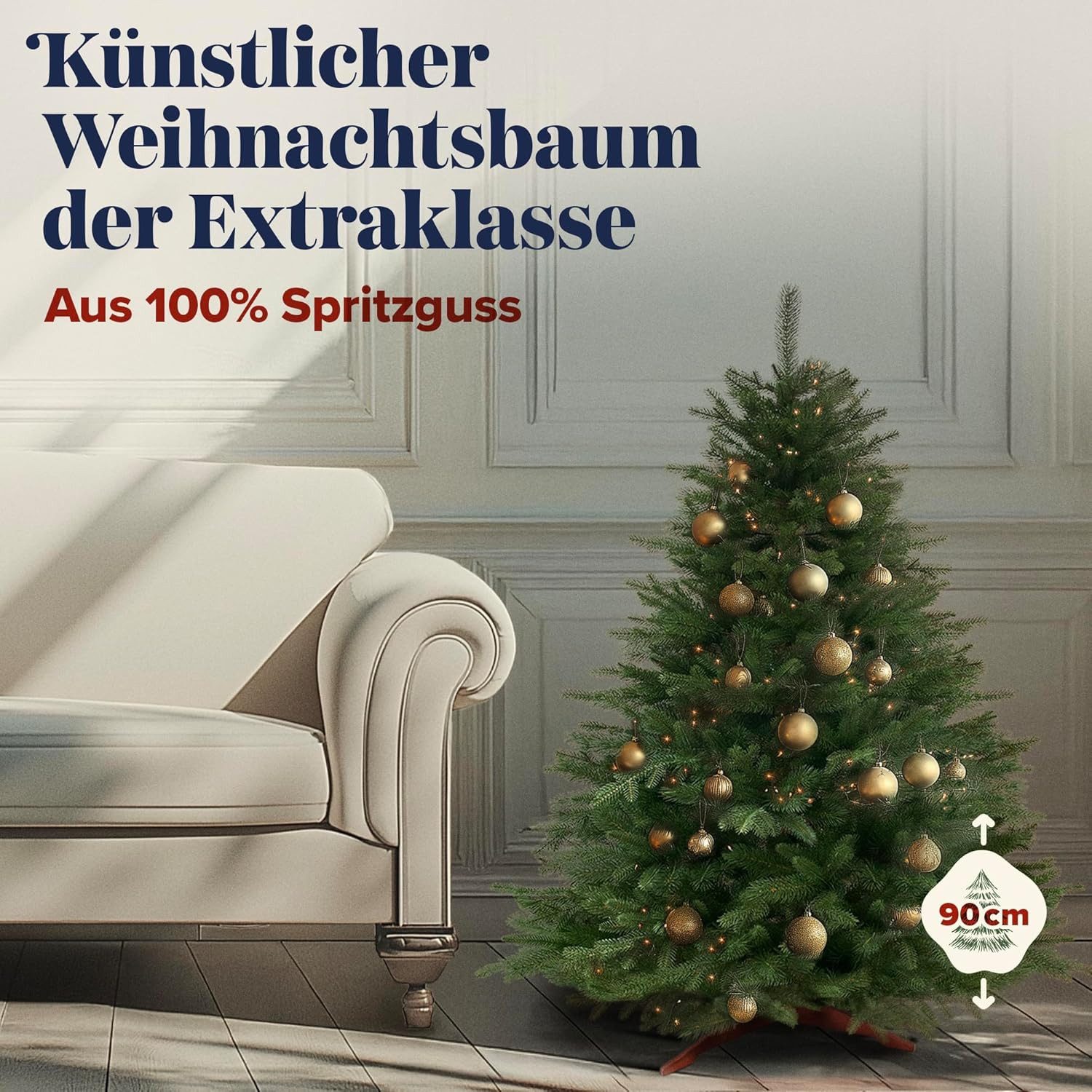 PURE LIVING INTERIOR DESIGN Künstlicher Weihnachtsbaum 90 cm Nordmanntanne, PE-Spritzguss