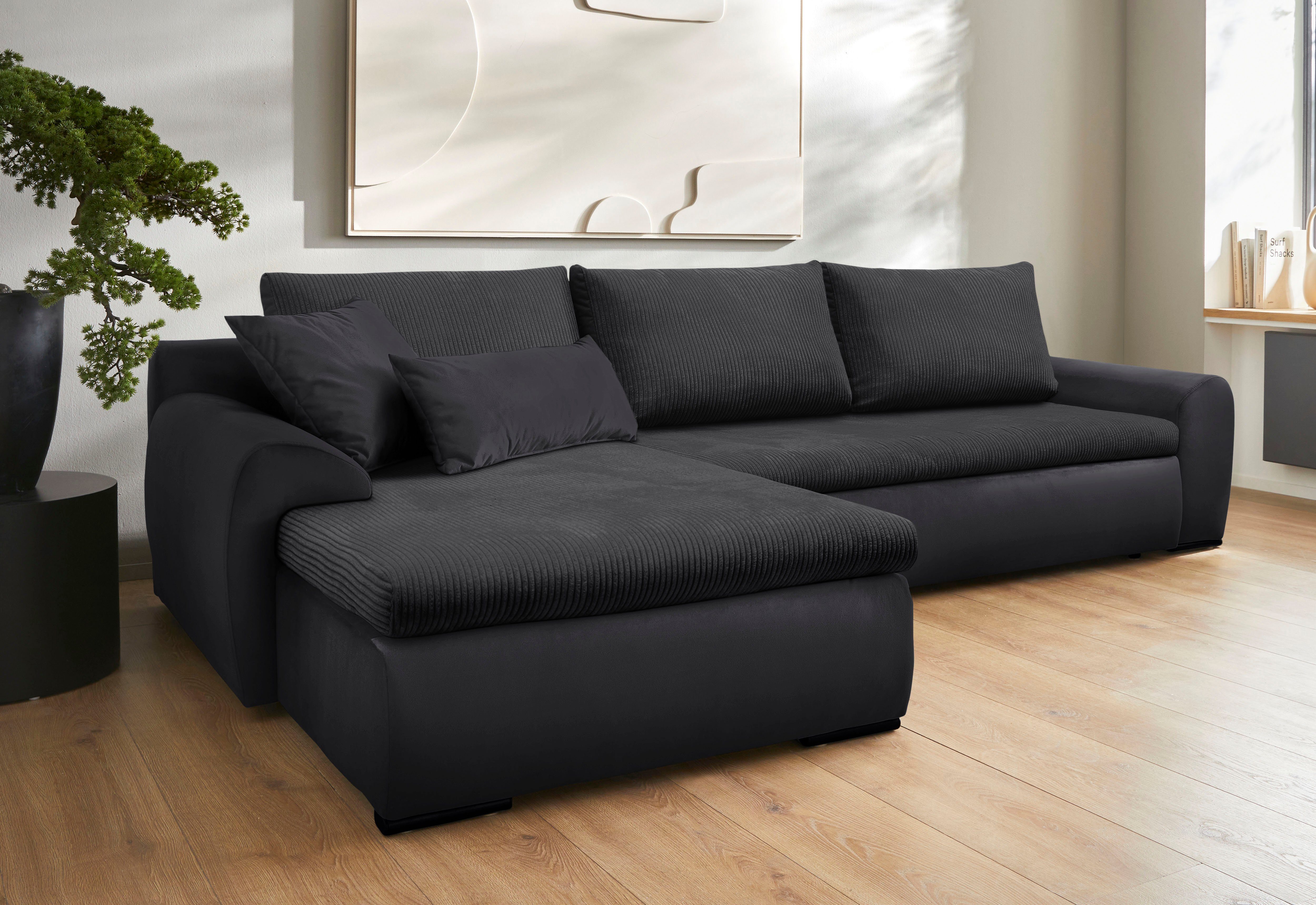 Home affaire Ecksofa Win, Bettfunktion wahlweise Bettkasten mit und