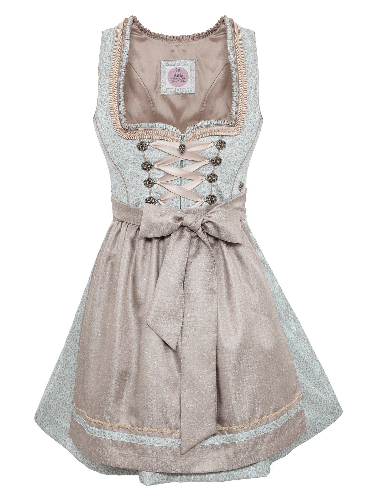 MarJo Trachtenkleid Mini Dirndl 2tlg. 50cm ELVINA eisblau taupe