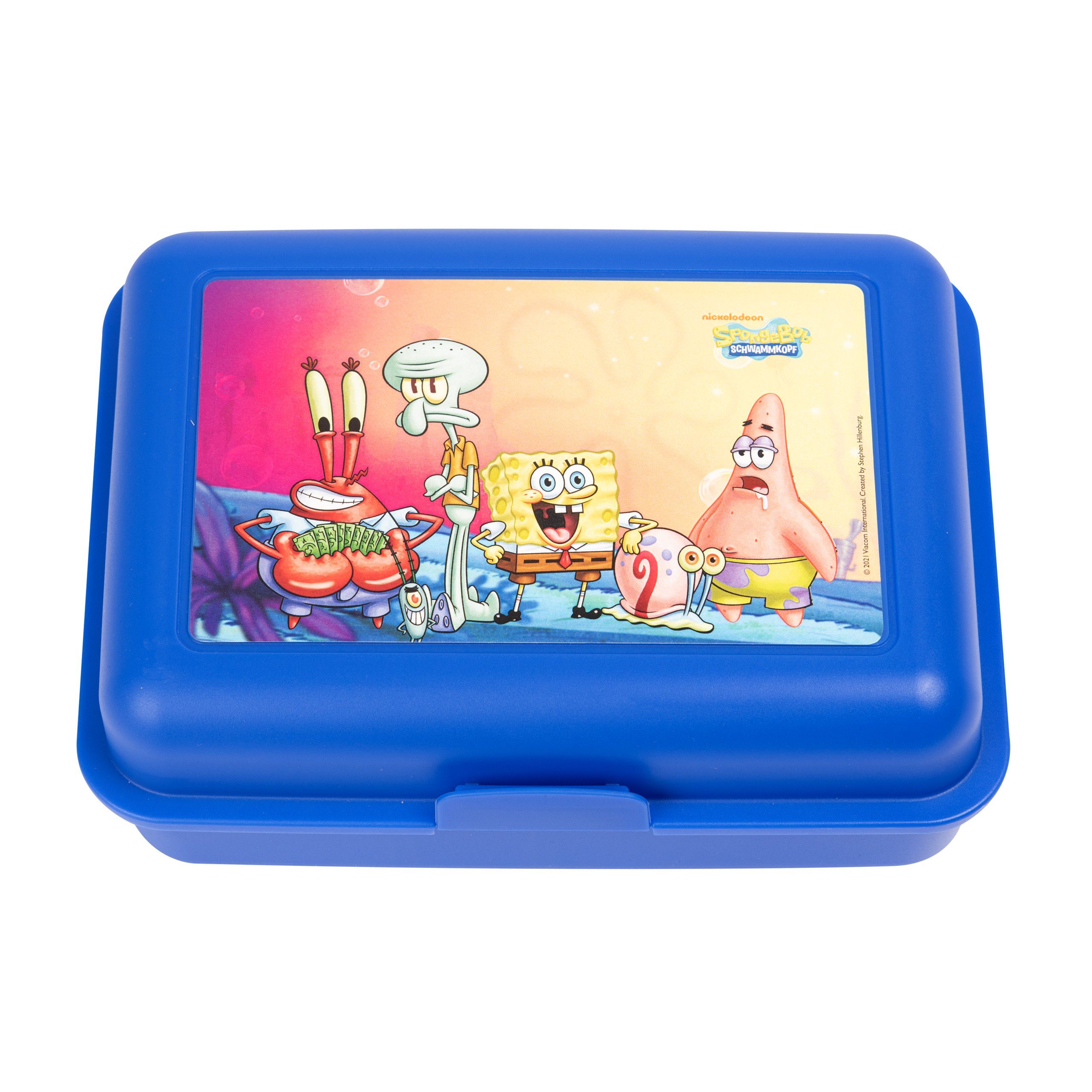 Kunststoff Labels® (PP) Schwammkopf Spongebob Lunchbox Brotdose Trennwand - United Freunde Blau, mit Alle