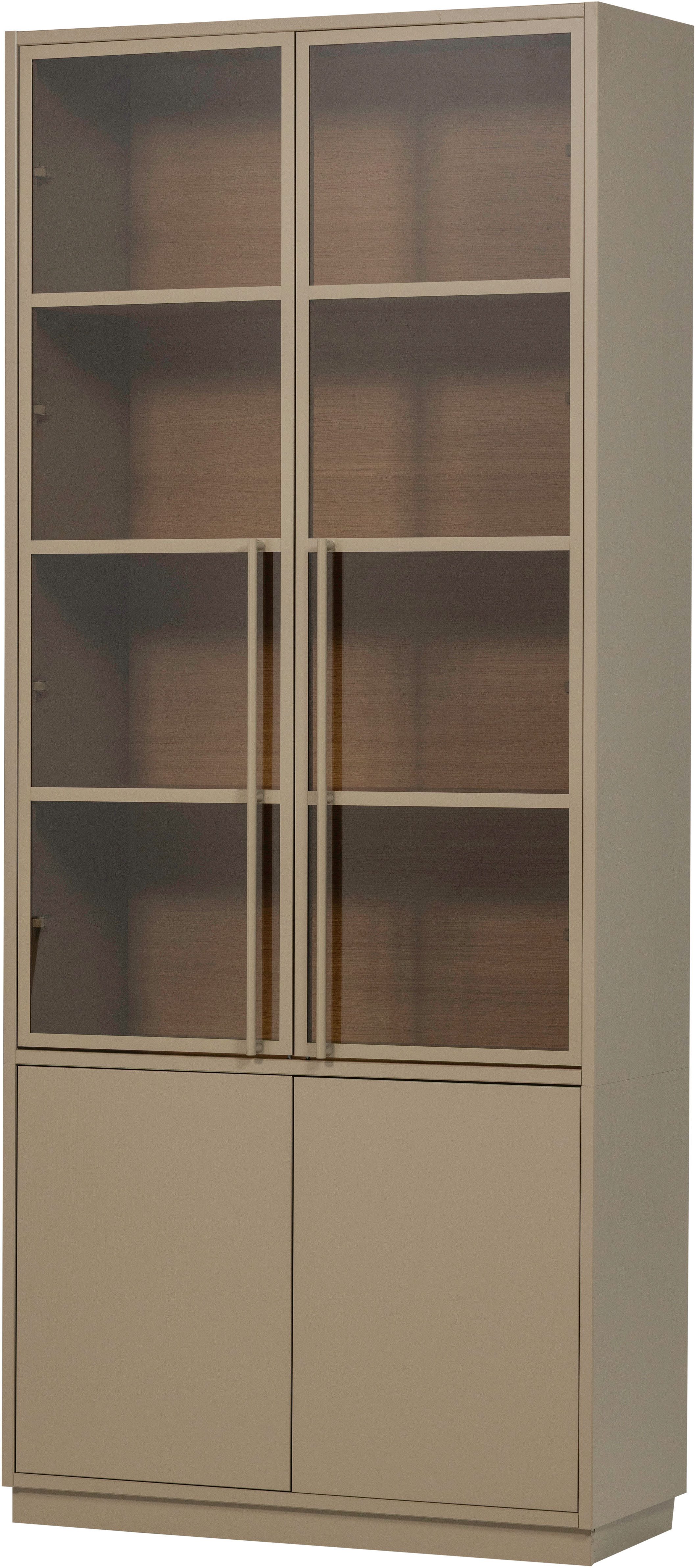 WOOOD Glasvitrine Casa FSC® Mix Kiefernholz Glastüren mit Eichendekor 101x40x236 cm Kratzfeste Melaminoberfläche, sichtbare Maserung, einfach zu montieren