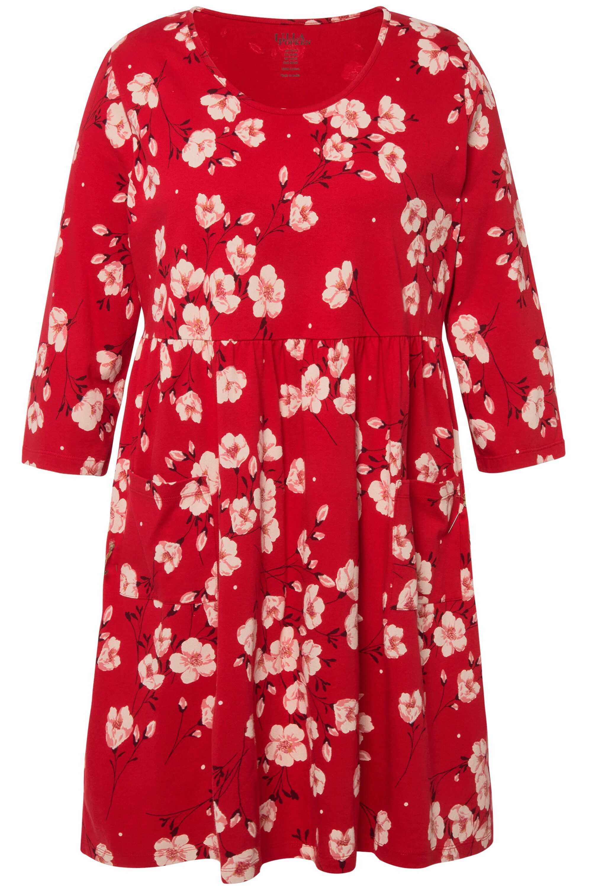 Ulla Popken Longshirt Longshirt Blumen A-Linie Rundhals 3/4-Arm günstig online kaufen