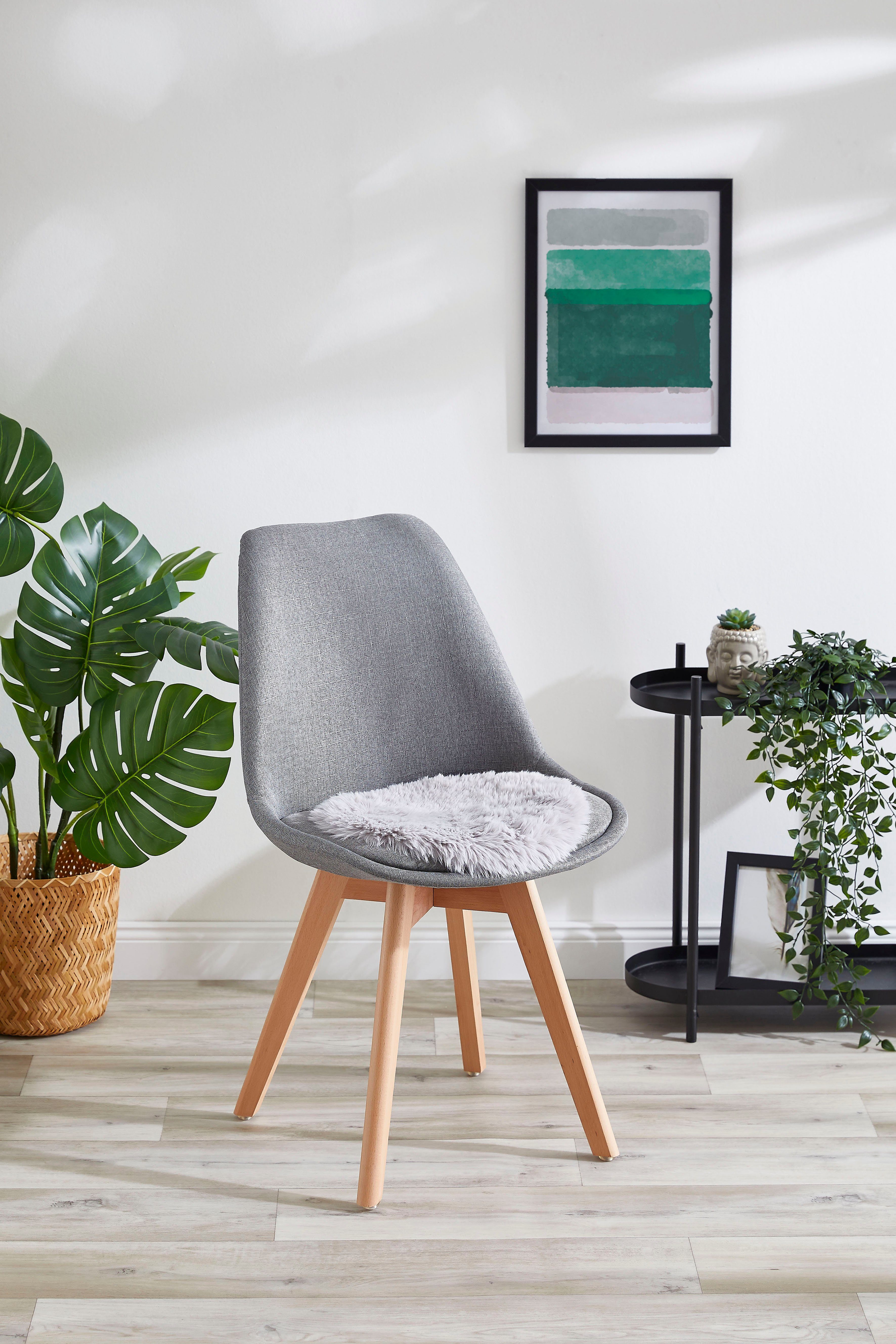 OTTO home Stuhlkissen Sitzauflage Alpa, Kunstfell, 4er Set, ungepolstert, rund, Ø 34 cm, sehr weich, waschbar