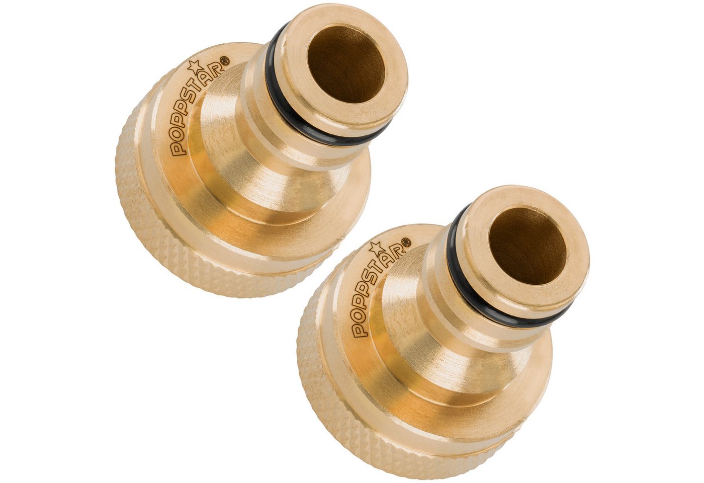 Poppstar Anschlussstück, 2x Wasserhahn-Verbinder für Schlauch (3/4" IG auf Steckkupplung)