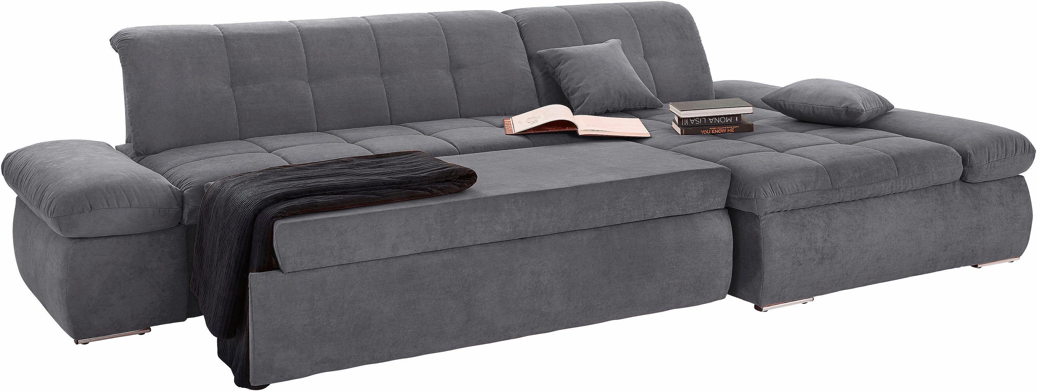 DOMO collection Ecksofa NMORIC XXL, 300x172x80cm, L-Form, wahlweise mit Bettfunktion und Armlehnverstellung