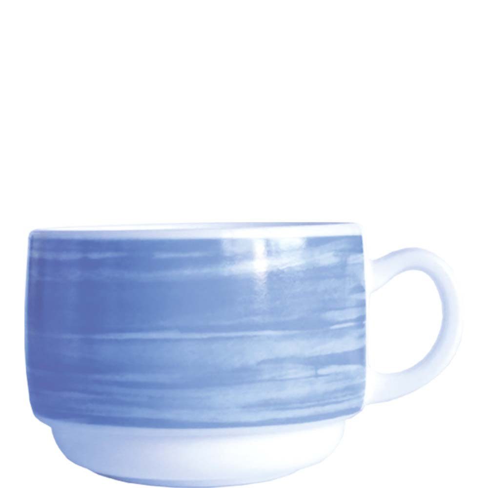 Arcoroc Tasse Brush Blue, Opal, Obertasse Kaffeetasse stapelbar 190ml Opal Blau 12 Stück