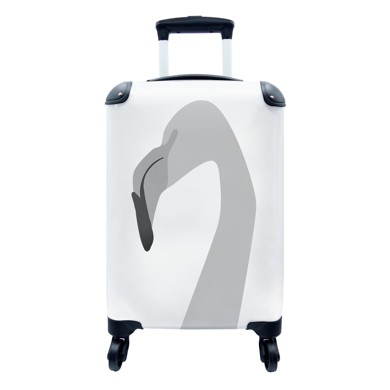 MuchoWow Handgepäckkoffer Flamingo - Abstrakt - Schwarz - Weiß, 4 Rollen, Reisetasche mit rollen, Handgepäck für Ferien, Trolley, Reisekoffer