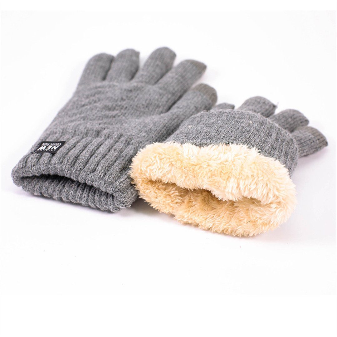 L.Ru UG Fleecehandschuhe Gestrickte Handschuhe, elastische Bündchen, Outdoor-Kälteschutz Winterverdickte warme Handschuhe