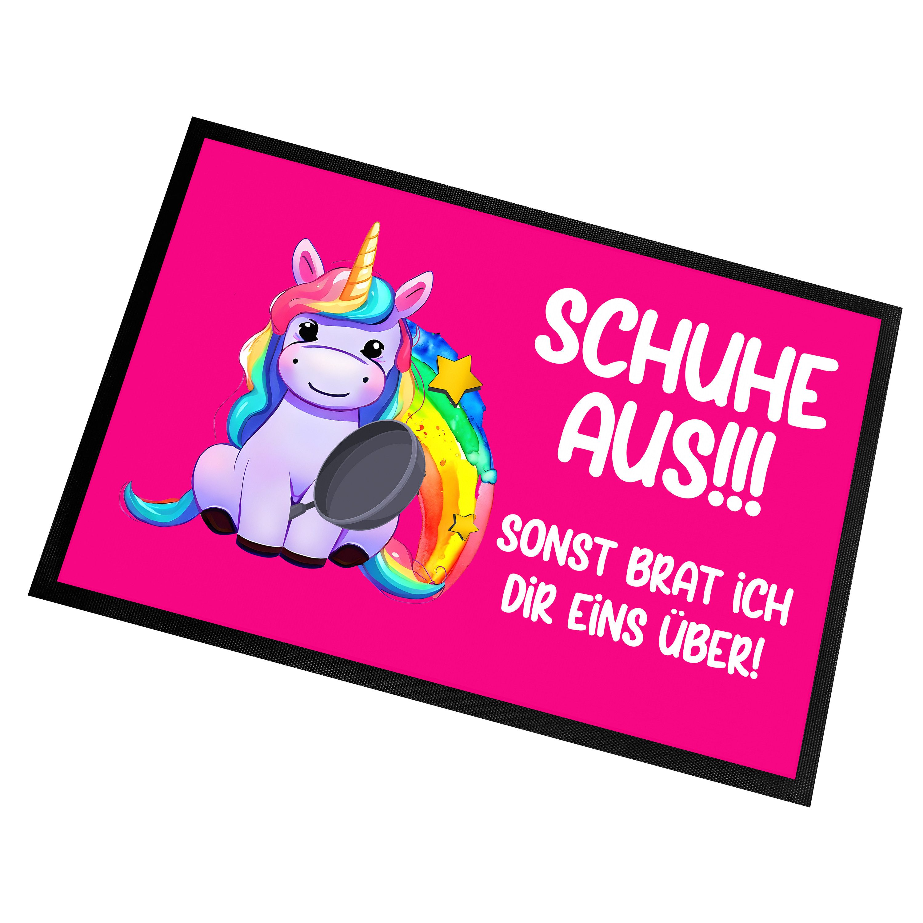 Fußmatte Türmatte Schmutzfangmatte mit Spruch SCHUHE AUS!!! SONST BRAT
