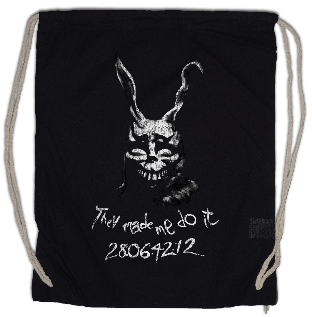 Urban Backwoods Turnbeutel Frank The Rabbit Turnbeutel They Made Me Do It Donnie Hase Darko Movie (1-tlg), 28:06:42:12 Numbers Nummern