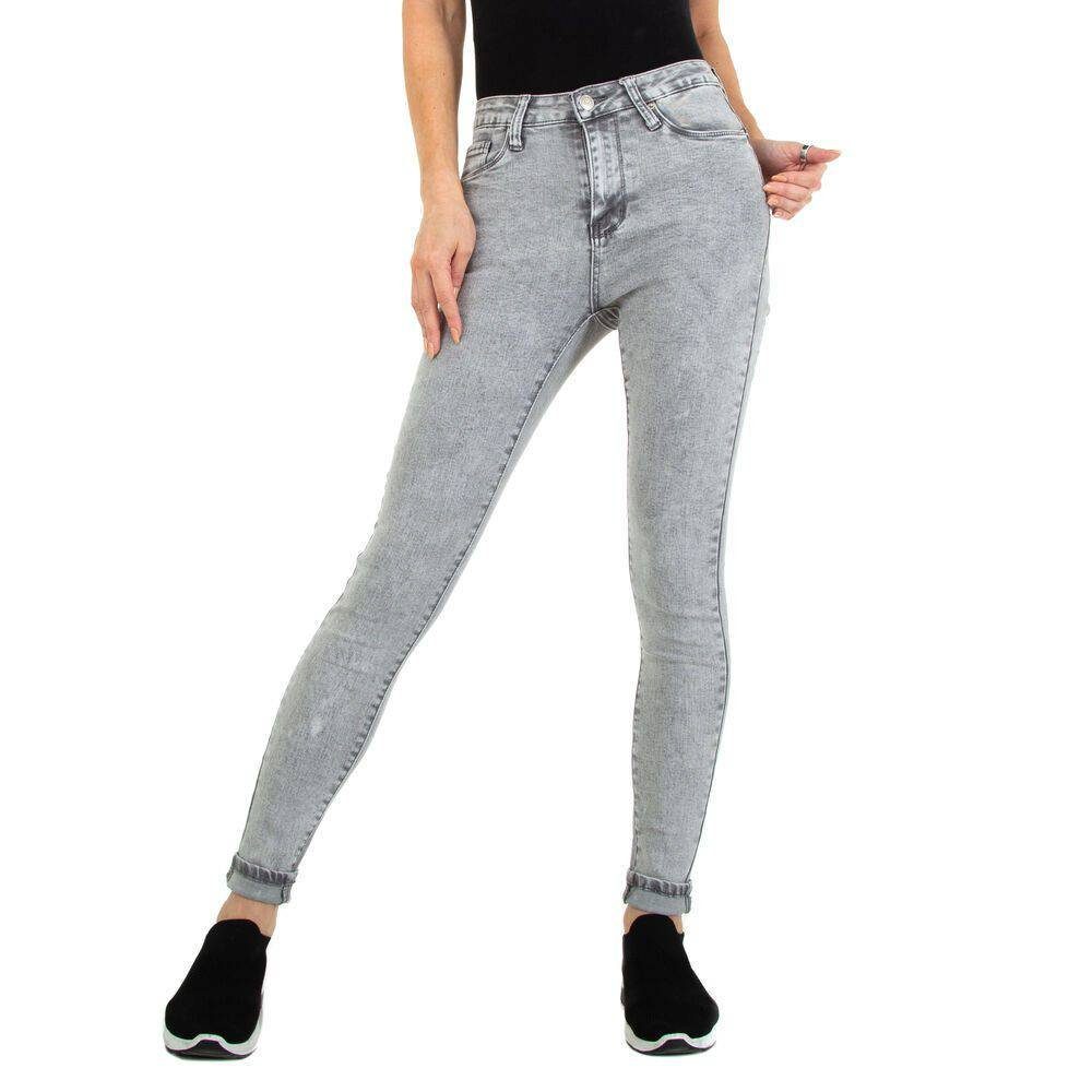 Ital-Design Skinny-fit-Jeans in Grau Stretch Jeans Damen Jeansstoff Skinny Freizeit
