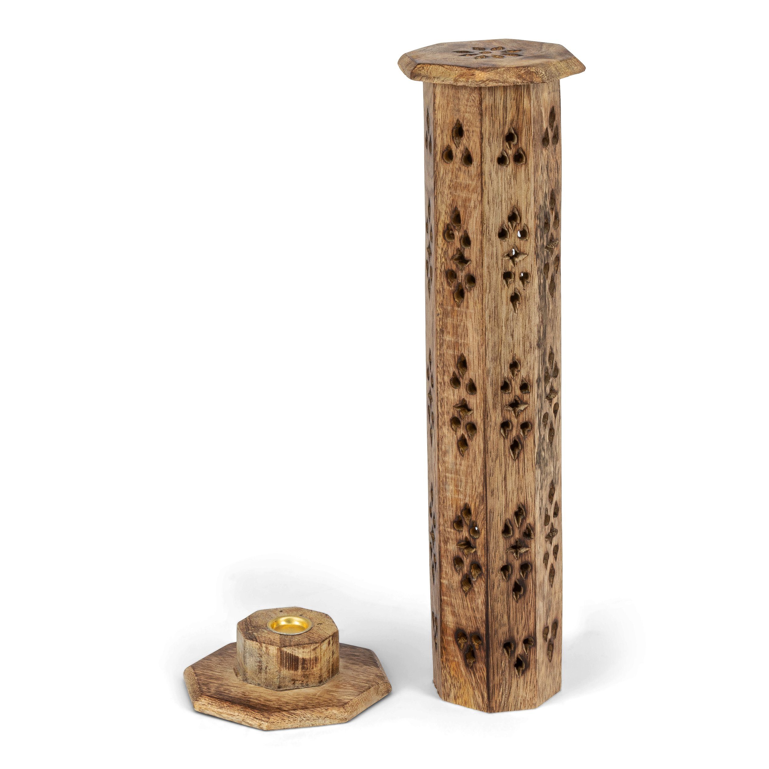 NKlaus Räucherstäbchen Räucherstäbchenhalter 8eckig Räucherturm Mango Hol