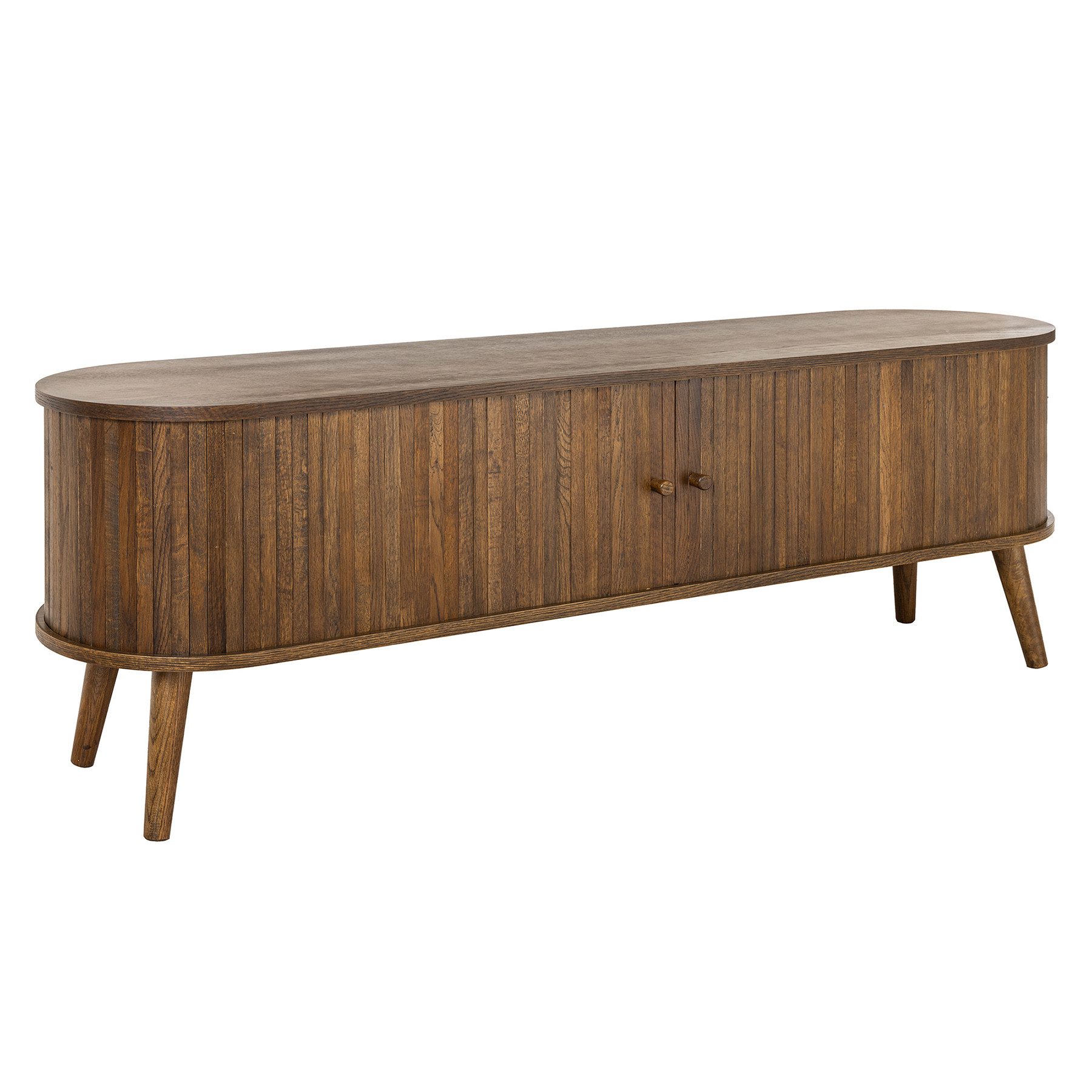 riess-ambiente Lowboard VALHALLA WOOD 160cm smoked braun · TV-Schrank mit 2 Schiebetüren (Einzelartikel, 1 St), Eiche · Wohnzimmer · 4 Fächer · Retro Design