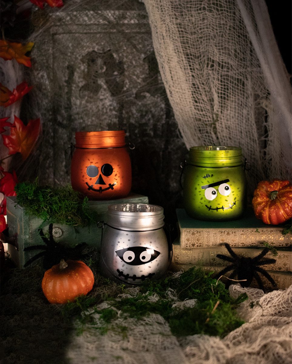 Horror-Shop Dekoobjekt Quecksilberglas Halloween Laternen Monster, günstig online kaufen
