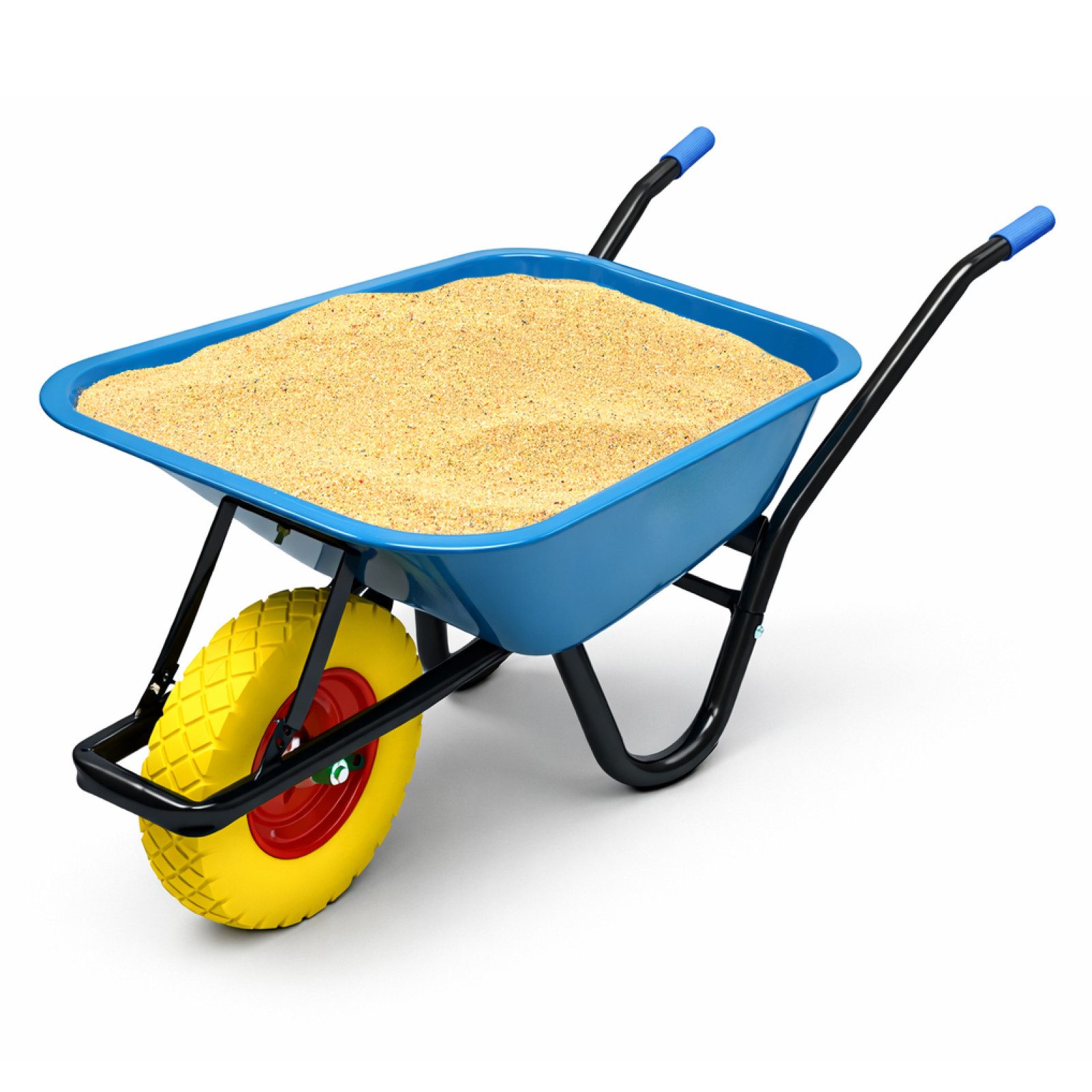 Bituxx Schubkarre Schwarz Mulde Blau mit PU Rad Gelb, (MS-19707)