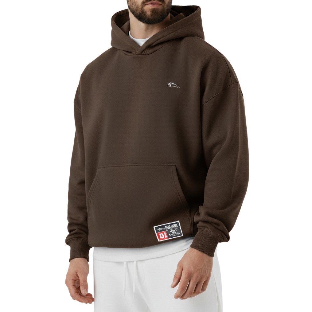 Smilodox Hoodie Rayk, Kapuzenpullover mit Logo und Backprint, Kängurutasche Pulli Bündchen weicher Stoff sportlicher Sweater Alltag Streetstyle