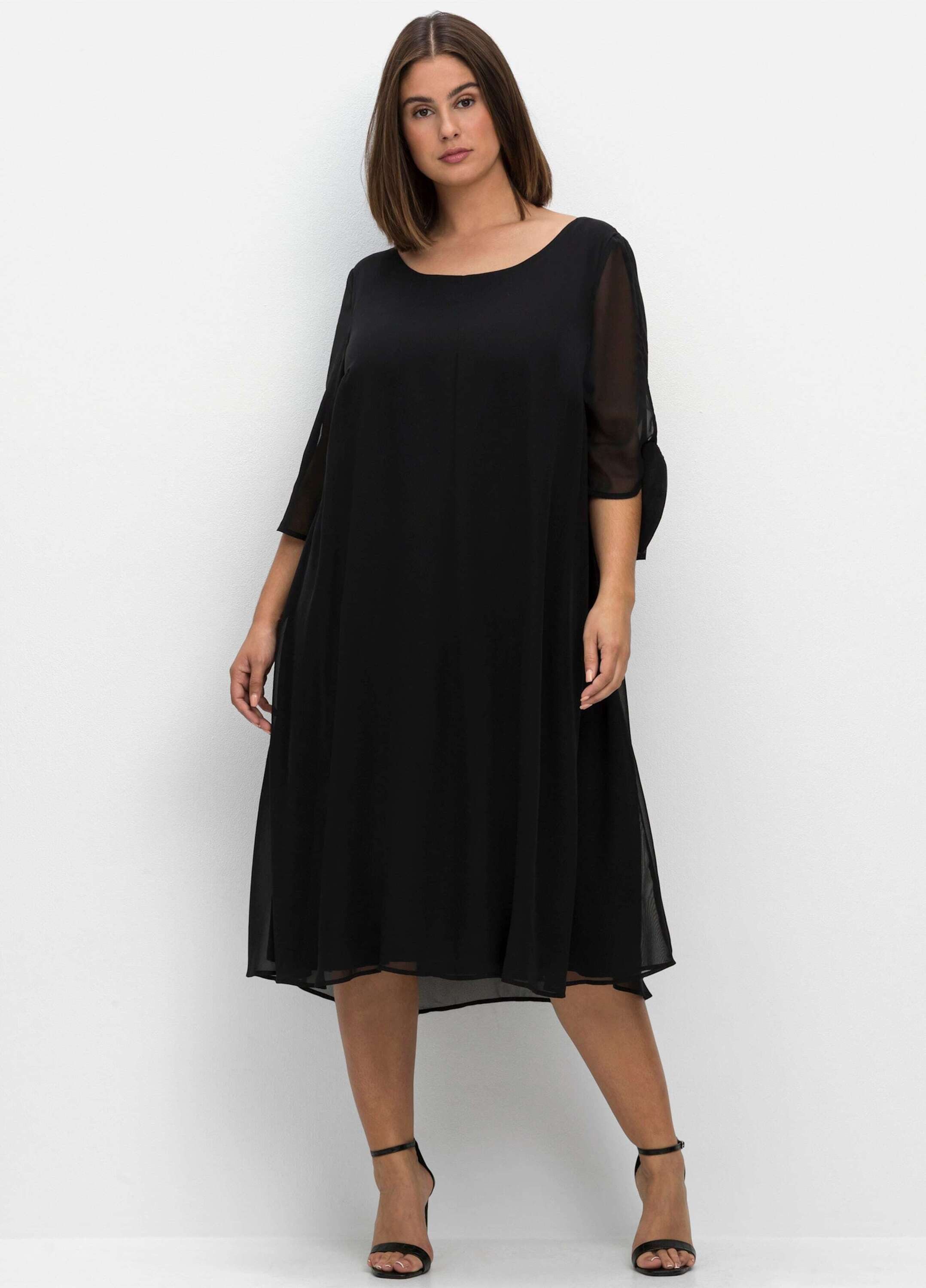 Sheego Etuikleid Midikleid 3/4-Arm im Lagenlook und A-Linie