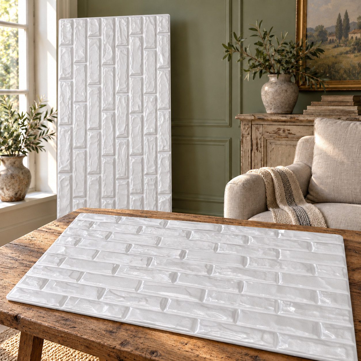 IKHEMalarka 3D Wandpaneel Betonoptik Marmor Ziegel aus Polystyrol Styropor XPS, BxL: 50,00x100,00 cm, 0,50 qm, (1 Stück, 0,5m) Deckenpaneelen - 3mm dick - 100x50cm