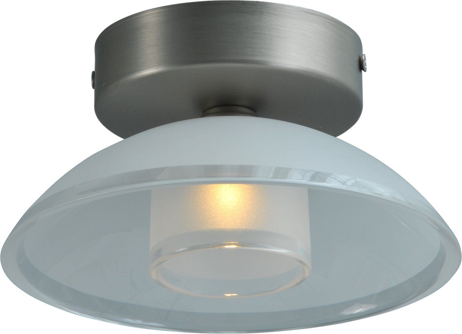 Licht-Erlebnisse Deckenleuchte MELANI, LED fest integriert, LED Deckenlampe Nickel 450 lm Glas Metall