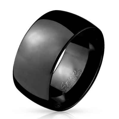 BUNGSA Fingerring Ring breit glänzend Schwarz aus Edelstahl Herren (Ring, 1-tlg), Männer