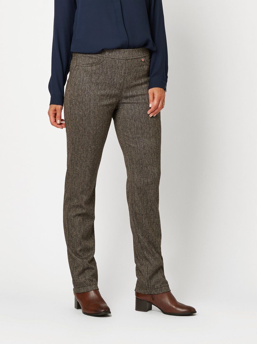 Relaxed by TONI Stretch-Hose Alice mit Fischgratmuster