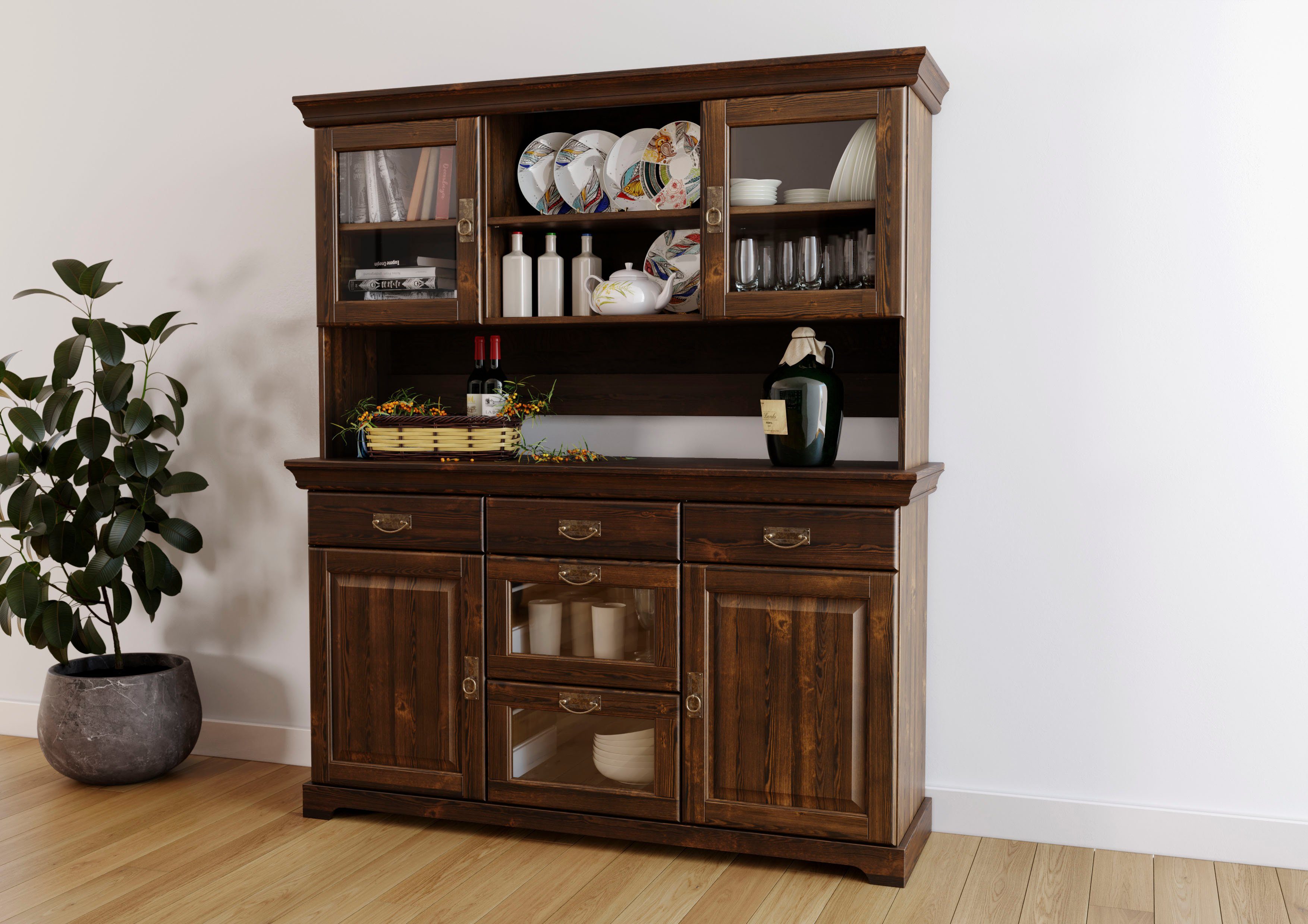 Massivholz, aus Landhausstil im Ruegen dunkelbraun Buffet Home affaire