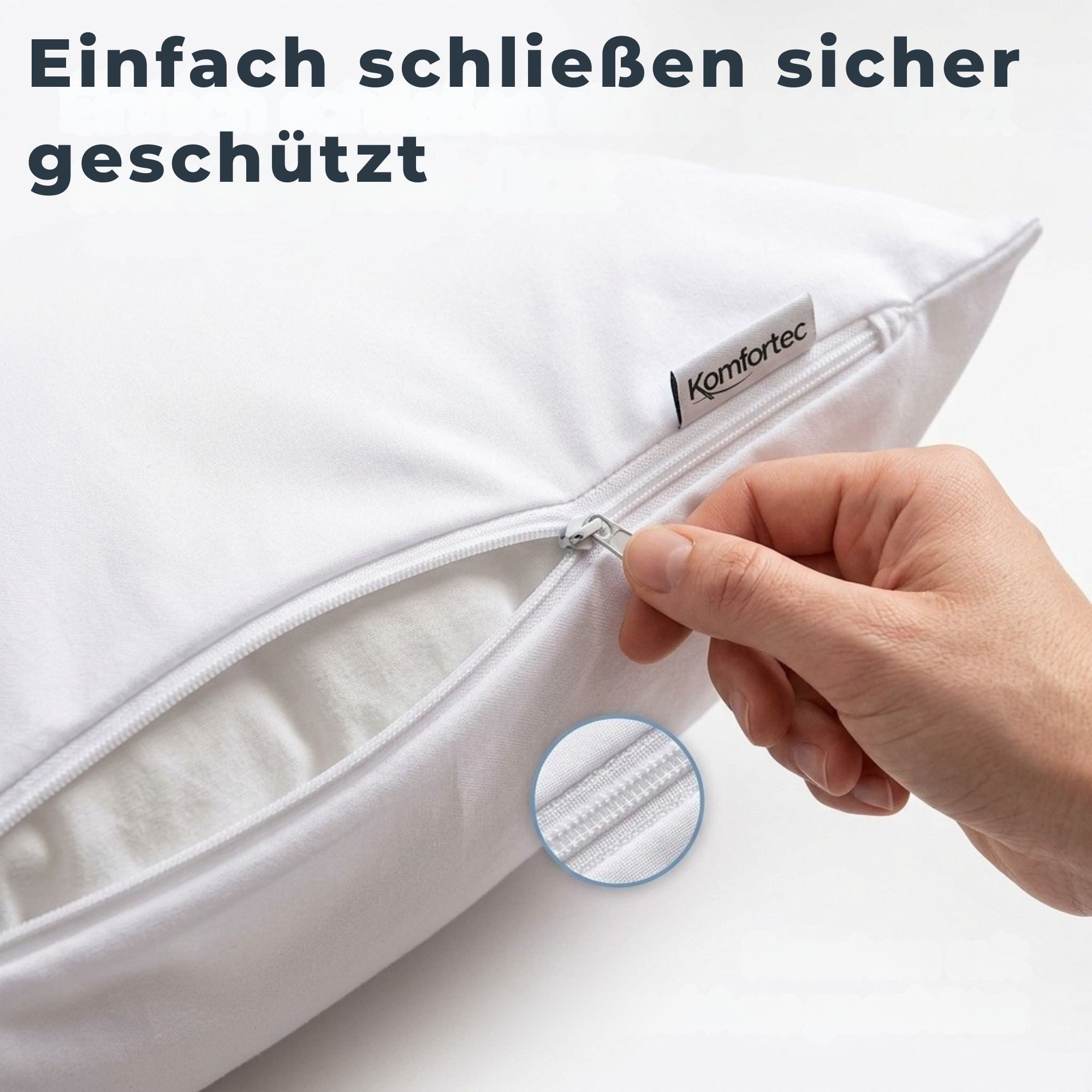 Komfortec Kissenbezüge Wasserdichter Kissenbezug Set, Hypoallergen Kopfkissenbezüge, (2 Stück), 40x40 cm mit Reißverschluss, Atmungsaktiv, Anti-Milben Kissenschoner