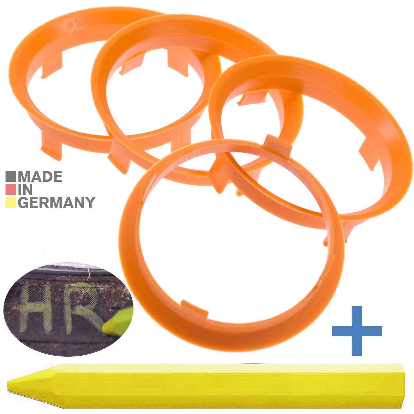 RKC Reifen 58,1 Maße: Reifenstift Fett Ringe mm Orange 60,1 Stift, 4X Kreide + 1x x Zentrierringe Felgen