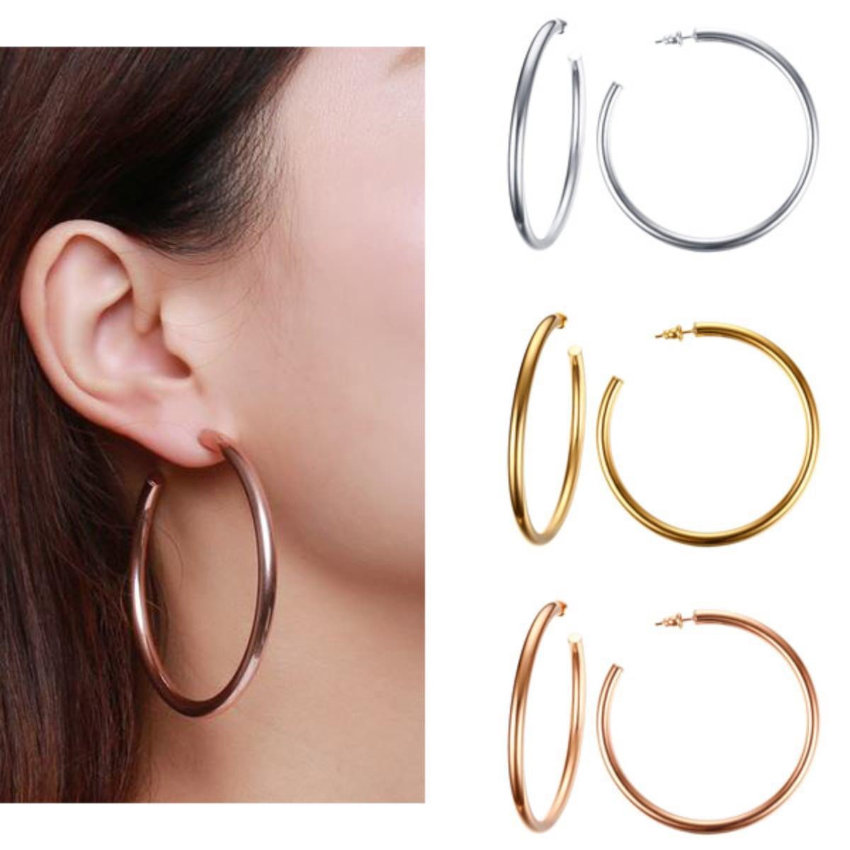 Order & Smile Schmuck Paar Creolen Creolen Ohrringe groß: Ohrstecker aus Ed günstig online kaufen