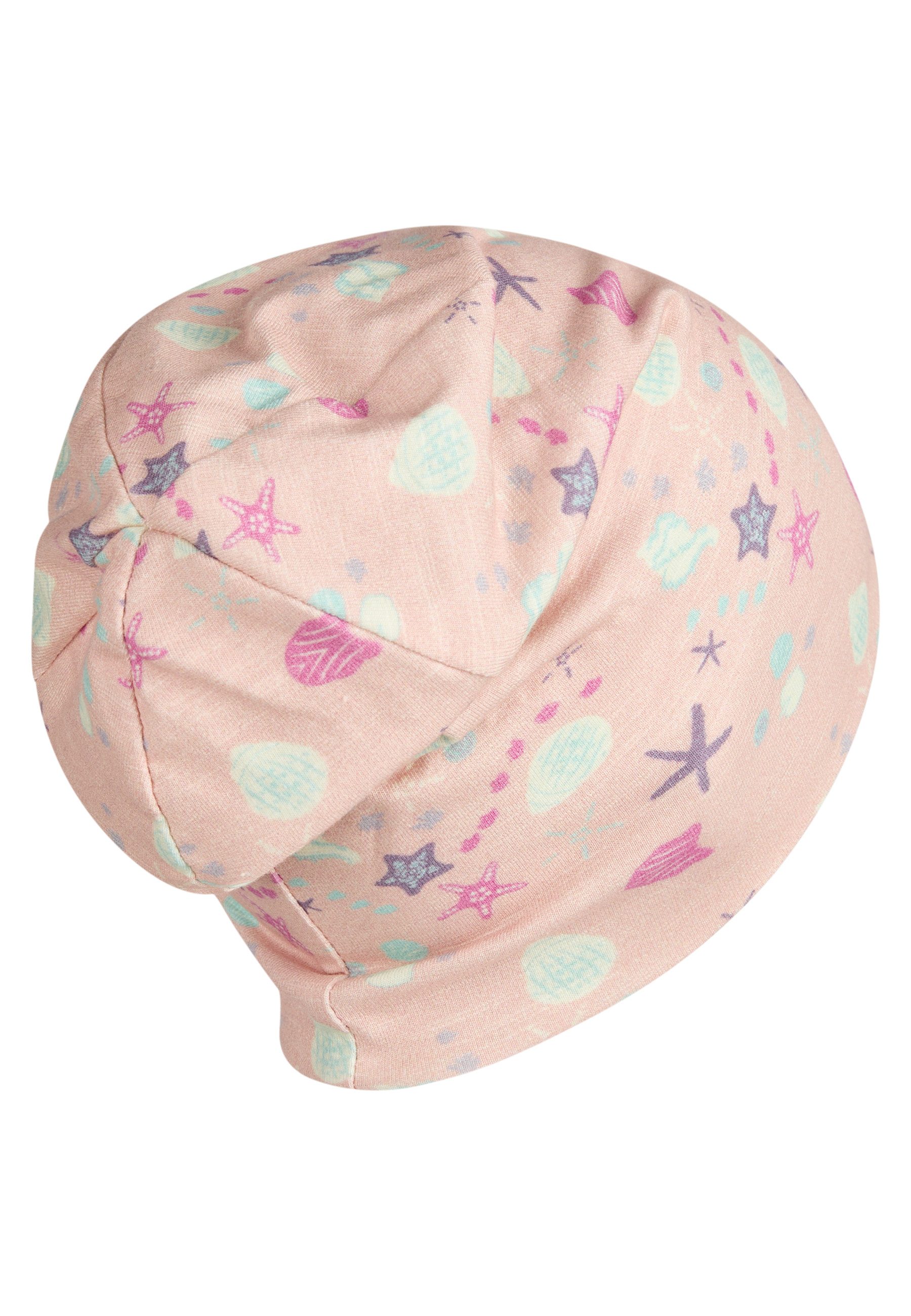 Sterntaler® Beanie UV-Schutz 30 Beanie Muscheln (1-St) Flammgarn-Jersey-Beanie mit Muscheln, zwei Tragevarianten
