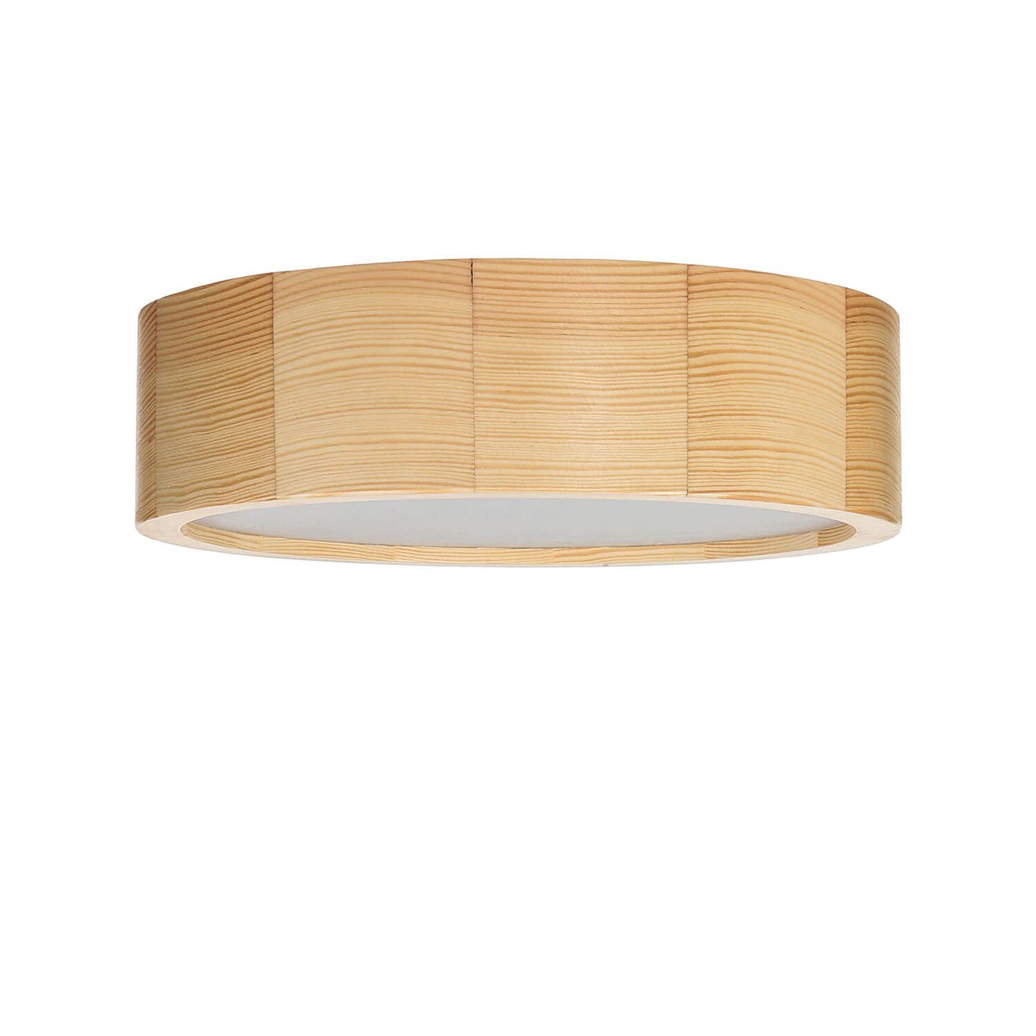 Licht-Erlebnisse Deckenleuchte ARBARO, ohne Leuchtmittel, Runde Deckenlampe Holz Glas blendarm Flur Wohnzimmer Lampe