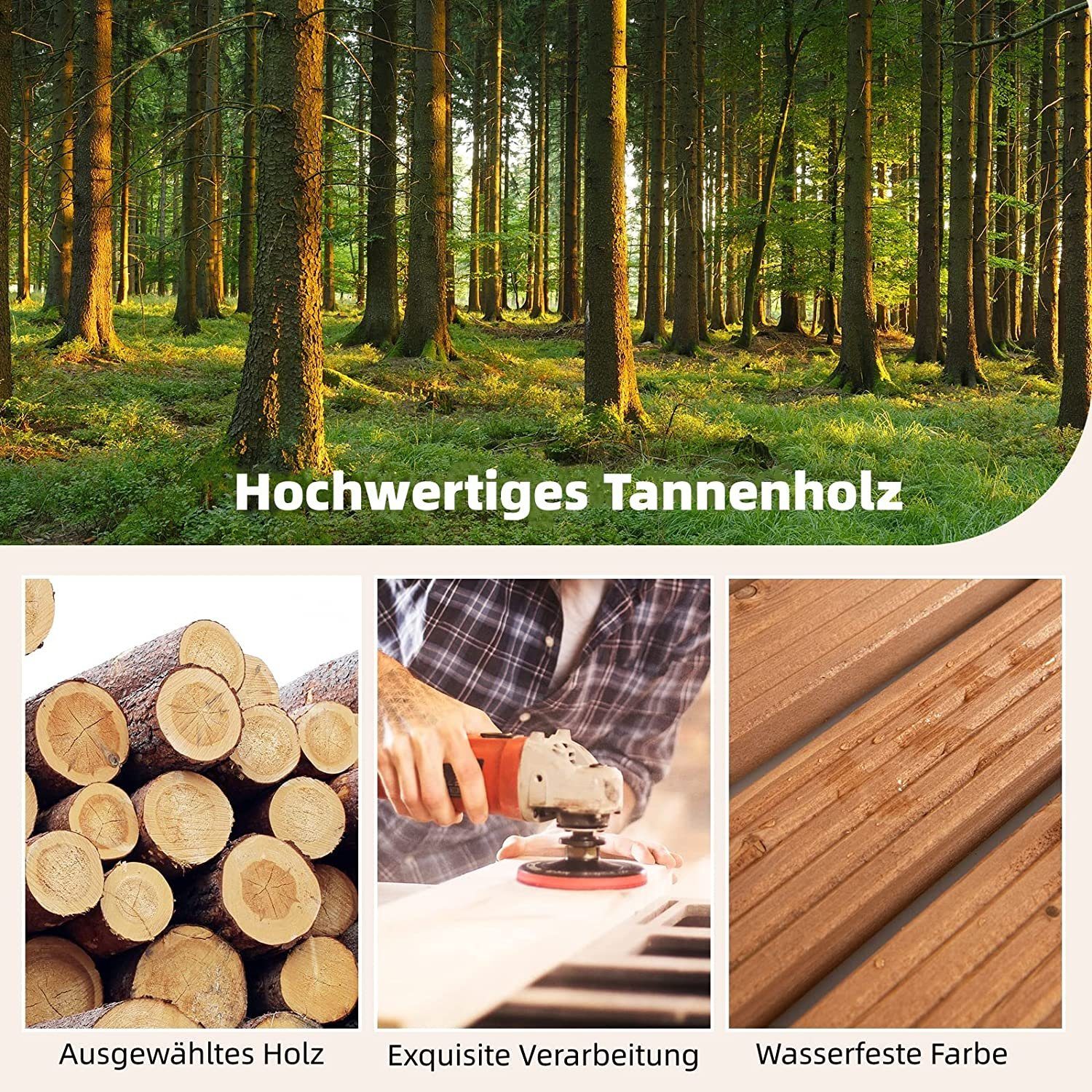 KOMFOTTEU Gartenzwerg wetterbeständiger gerader Gehweg, 2,4 m Langer Gartenweg aus Holz(Klein)