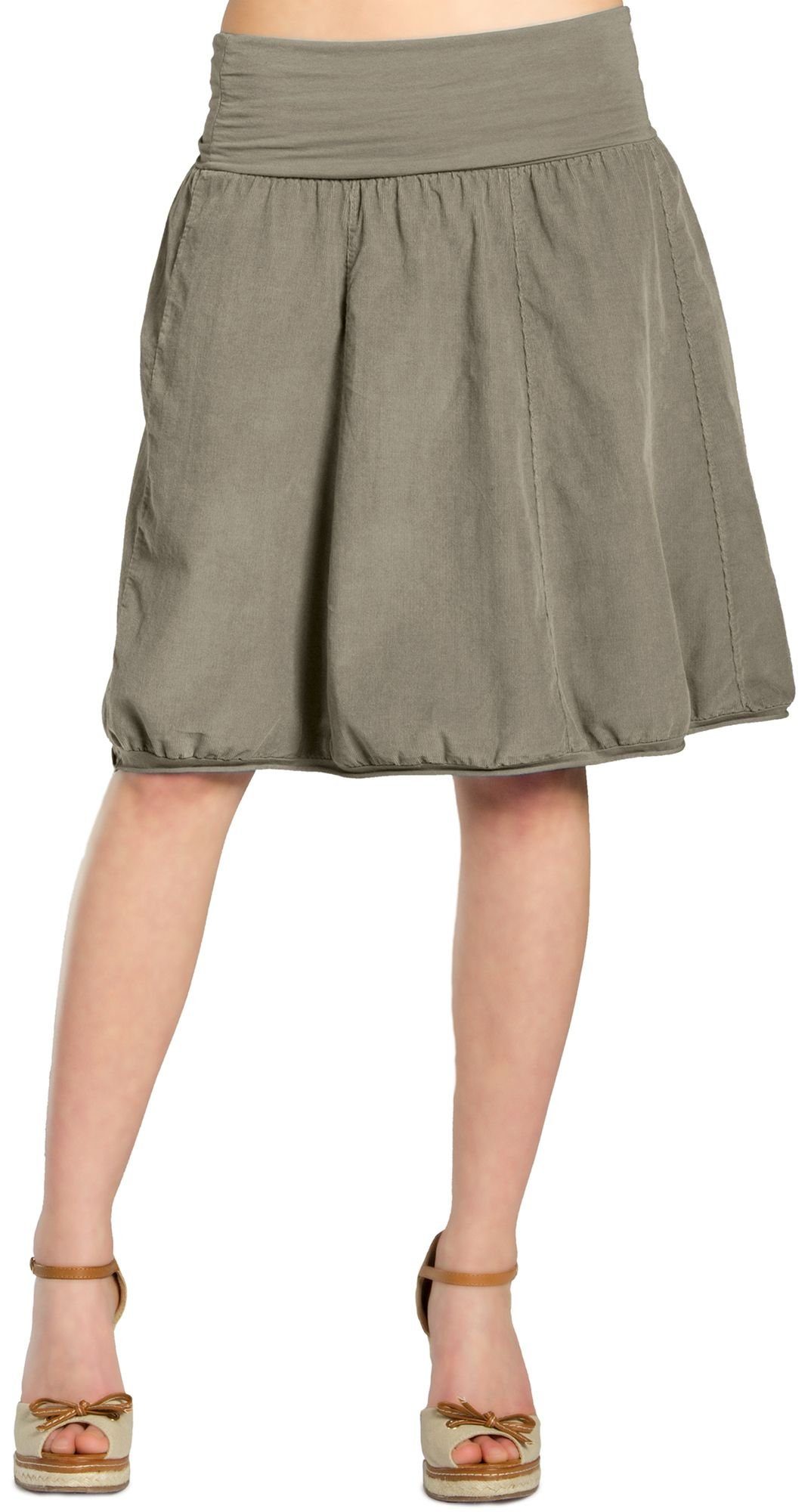 Caspar Faltenrock RO004 Damen Cord Rock knielang mit hohem elastischem Bund - Made in Italy