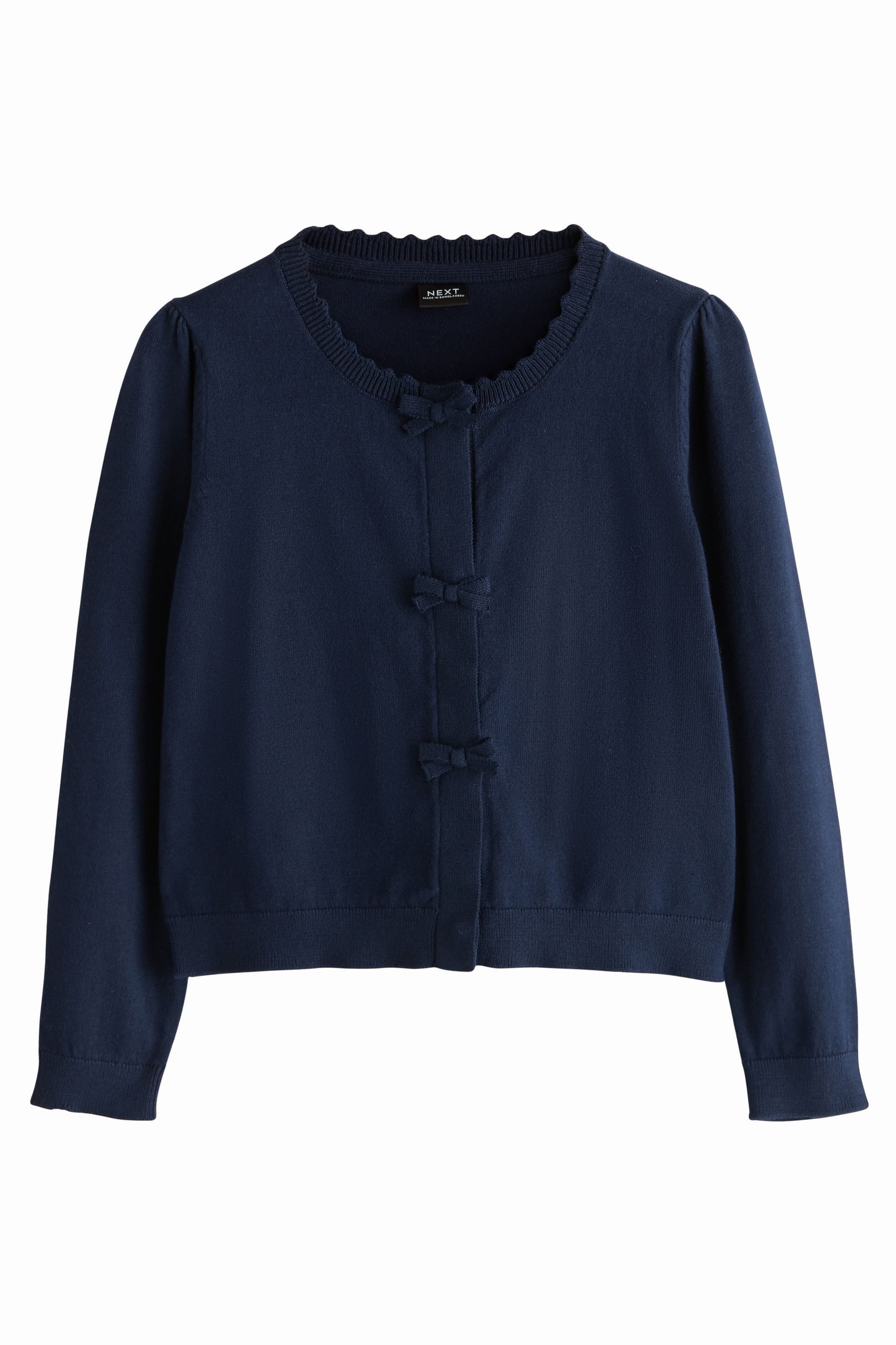 Strickjacke Schul-Jacke mit Zierschleifen mit Baumwolle