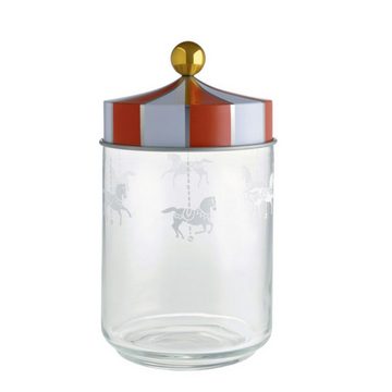 Alessi Frischhaltedose Aufbewahrungsglas CIRCUS 1 l, Glas, Weissblech, Silikon-Dichtung (lebensmittelecht)