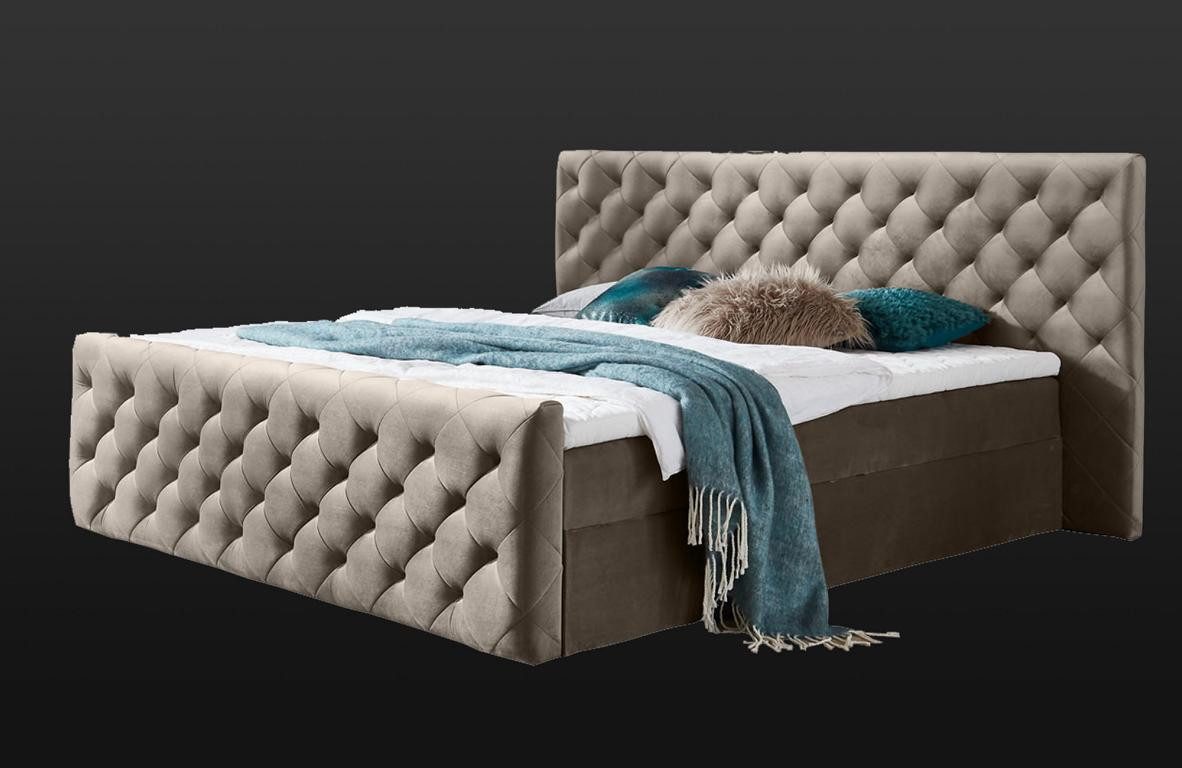 JVmoebel Polsterbett Chesterfield Samt Doppelbett Design Möbel Einrichtung, Made in Europa