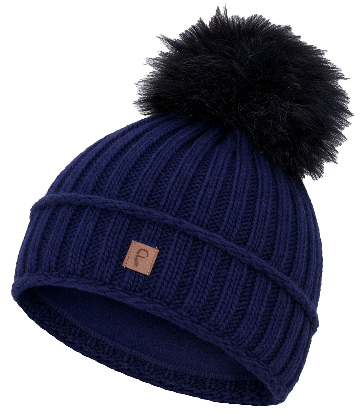 Faera Bommelmütze Wintermütze Damen Herren Mütze Beanie Haube gefüttert Bommelmütze