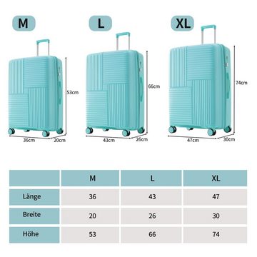 Flieks Trolleyset, 4 Rollen, (3 tlg), Handgepäck Trolley Koffer Set PP-Gepäck Reisekoffer Erweiterung