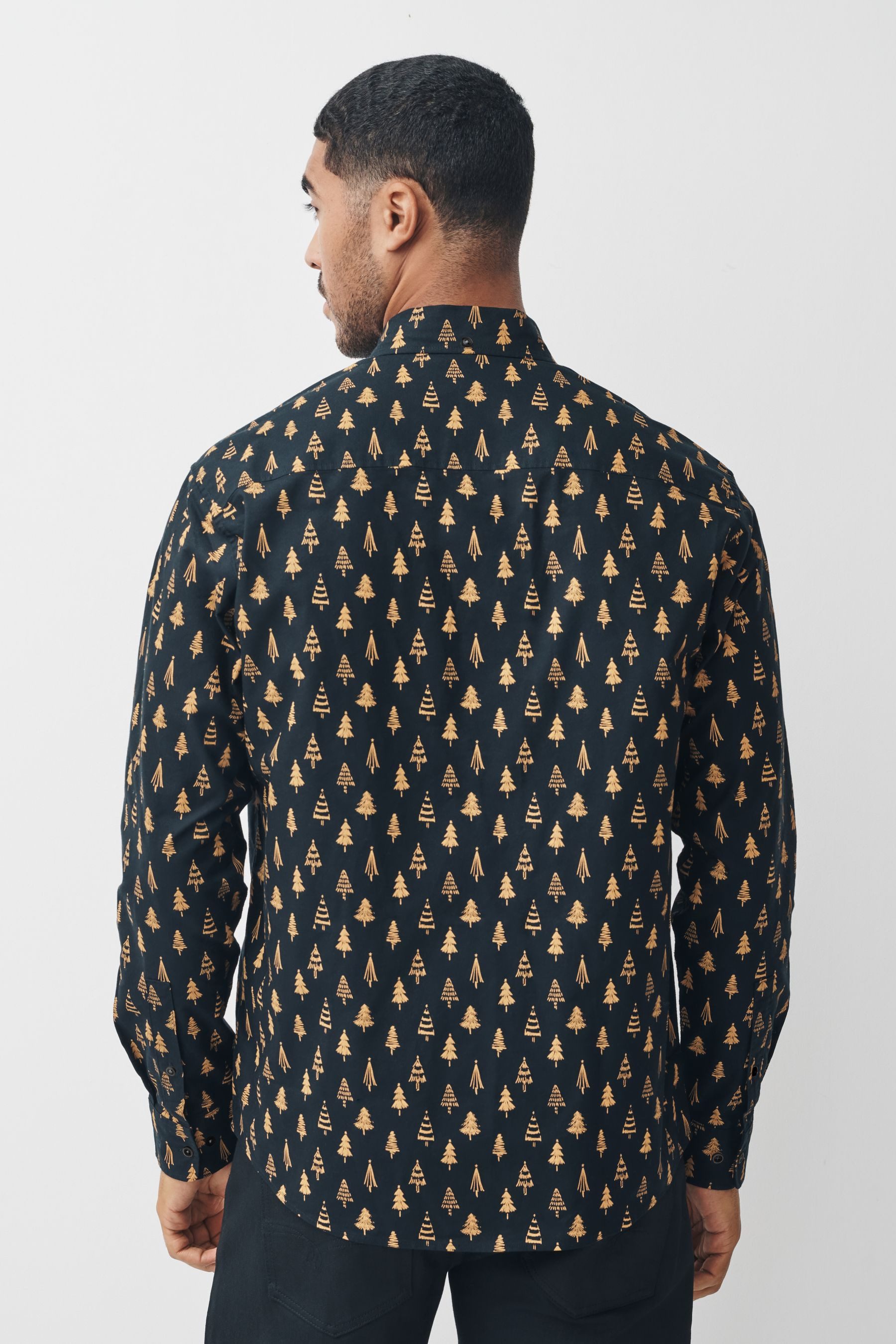 Next Langarmhemd Langärmeliges Hemd mit Weihnachtsmotiv (1-tlg) günstig online kaufen