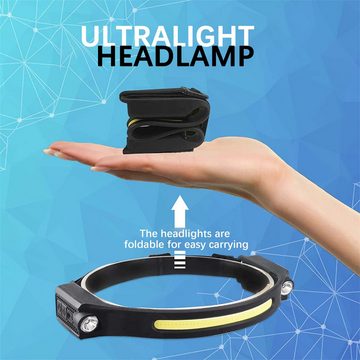 yozhiqu LED Stirnlampe COB-Silikon-Multifunktions-Sensor-Scheinwerfer, Dual-Lichtquelle, USB-Aufladung, Nachtfahrscheinwerfer im Freien, Flutlicht Arbeitslicht