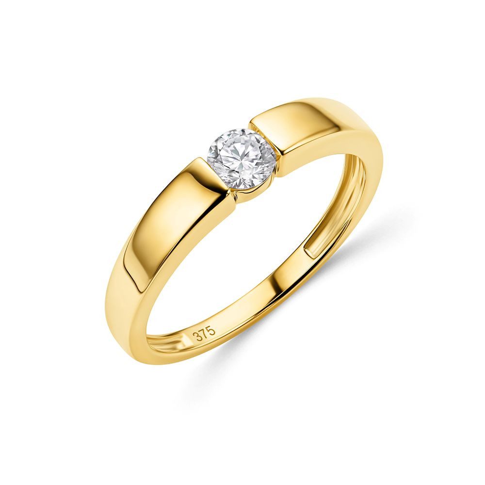 Miore Verlobungsring Damen 9K Gelbgold Solitär Diamant in 0,05ct, 0,10ct, 0,15ct, 0,25ct, in Spannfassung - Echtgold