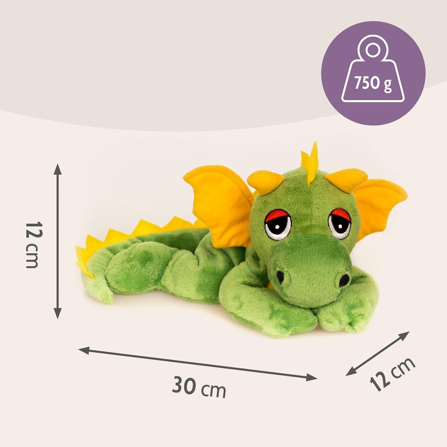 Habibi Plush Wärmekissen Habibi Plush Wärmetier Stofftier 1814 Glücksdrache grün, mit Hirsekörnerfüllung