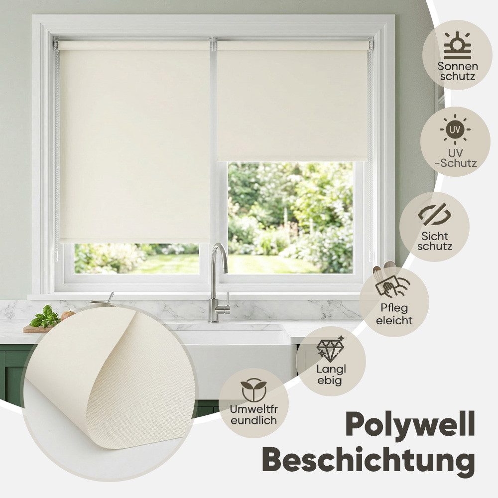 Rollo Seitenzugrollo Verdunkelungsrollo ohne Bohren verdunkelnd Rollo, Sekey, Klemmfix, Klemmfix, Seitenzugrollo,Sonnenschutz&Sichtschutz, Stoffbreite=Bestellbr – Bild 2 von 5