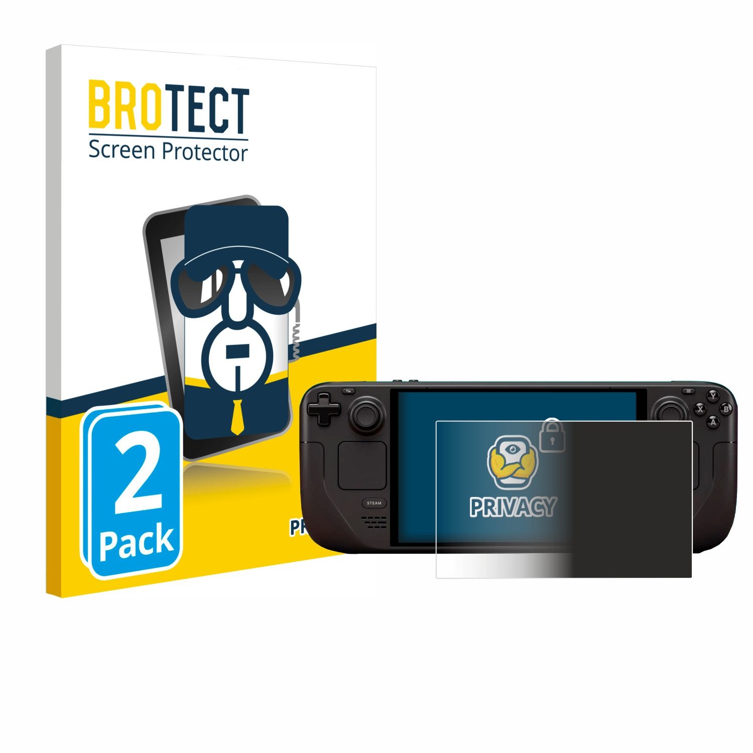 BROTECT Displayschutzfolie Sichtschutzfolie für Valve Steam Deck OLED, 2 Stück, Anti-Spy Privacy Sichtschutz Blickschutzfolie Blaulicht-Schutz