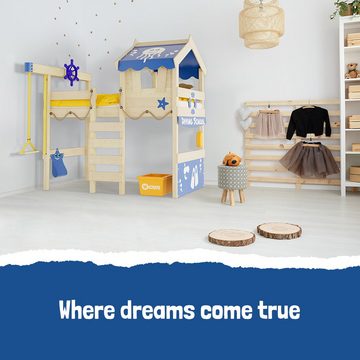 Wickey Kinderbett Crazy Jelly - Spielbett, 90 x 200 cm, Etagenbett (Holzpaket aus Pfosten und Brettern, Spielbett für Kinder), Massivholzbrett