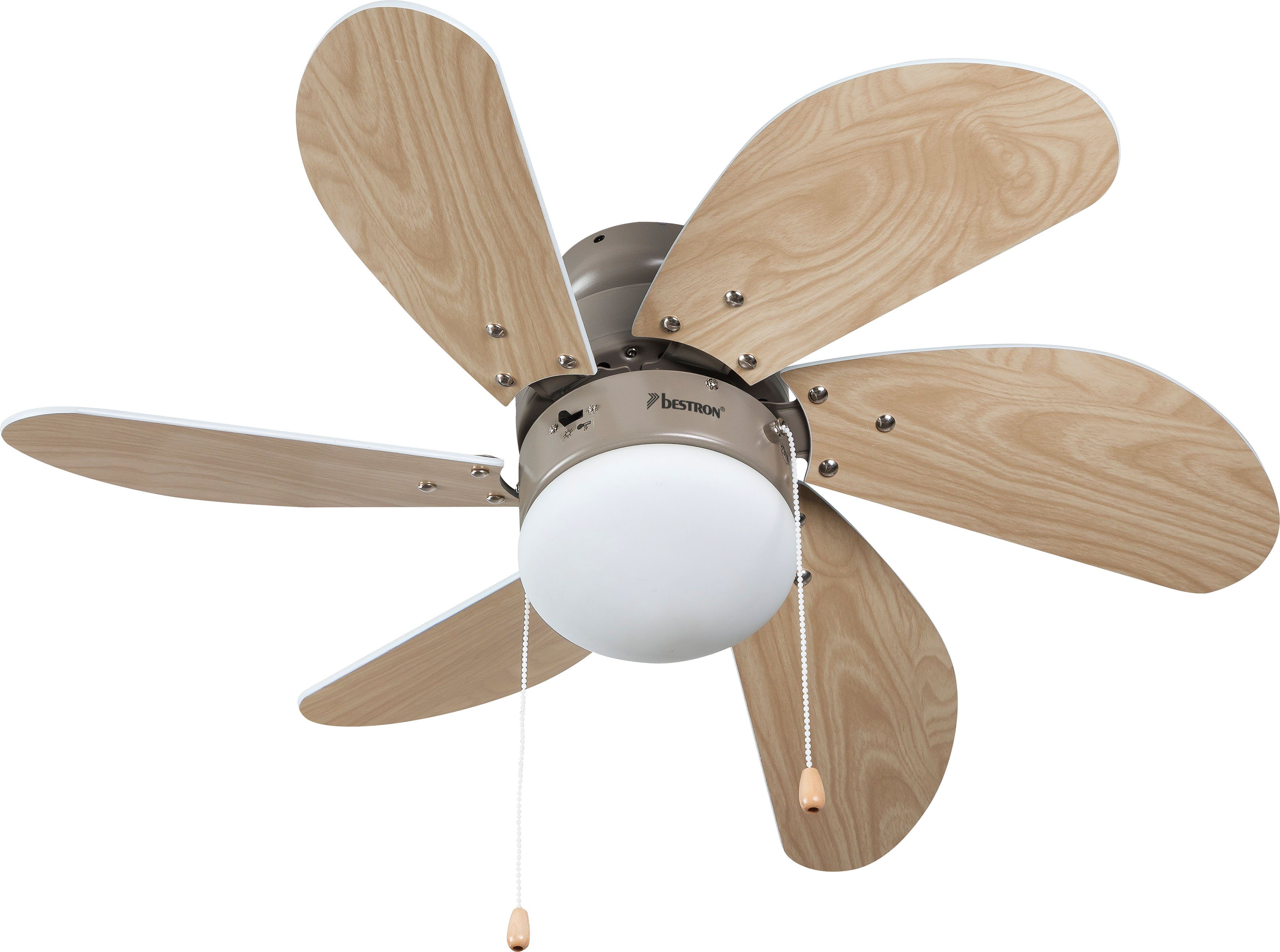 bestron Deckenventilator DC30T, Beleuchtung, Flügelspannweite Ø75 cm, Sommer-/Winterfunktion, 50 W