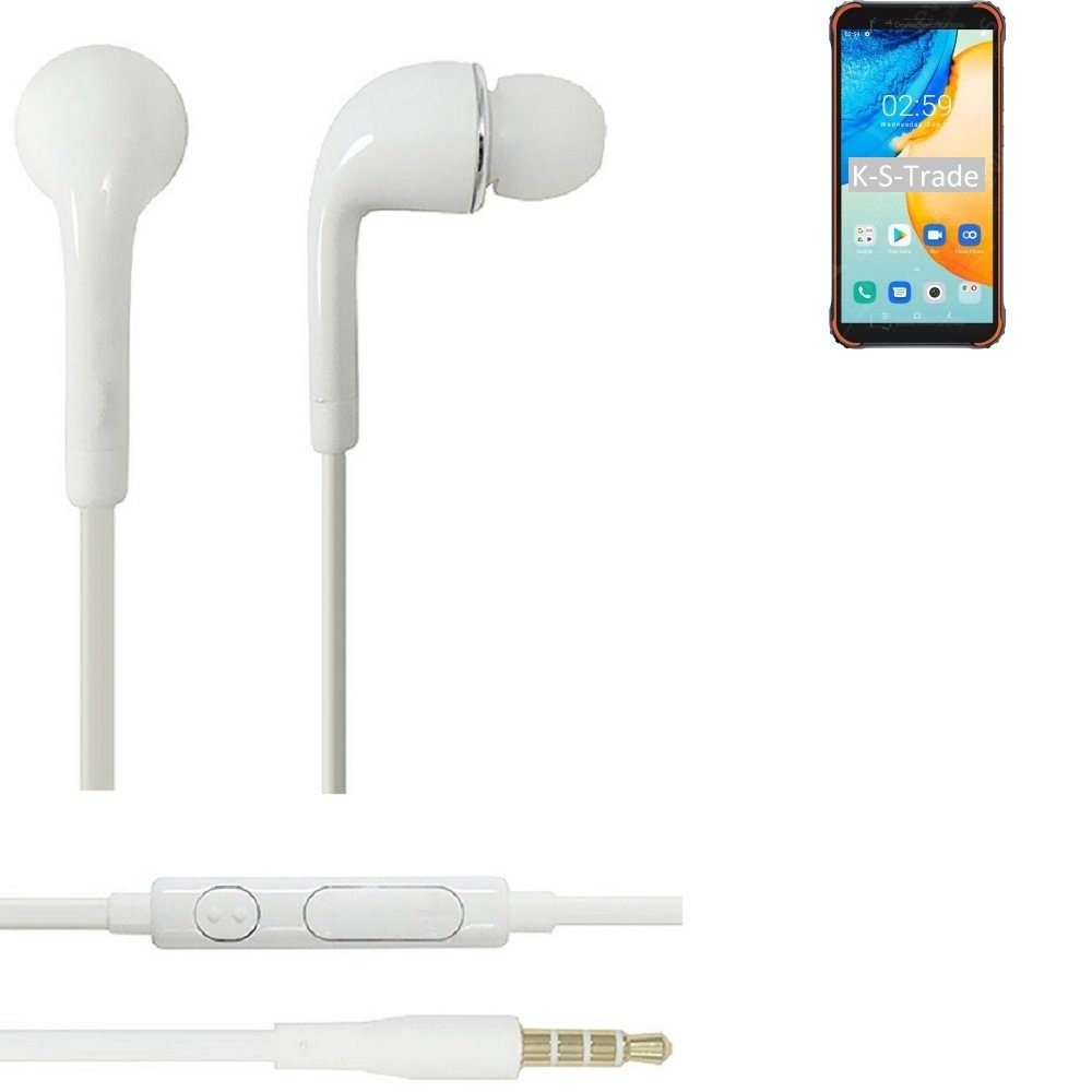 K-S-Trade für Blackview BV4900 Pro In-Ear-Kopfhörer (Kopfhörer Headset mit Mikrofon u Lautstärkeregler weiß 3,5mm)