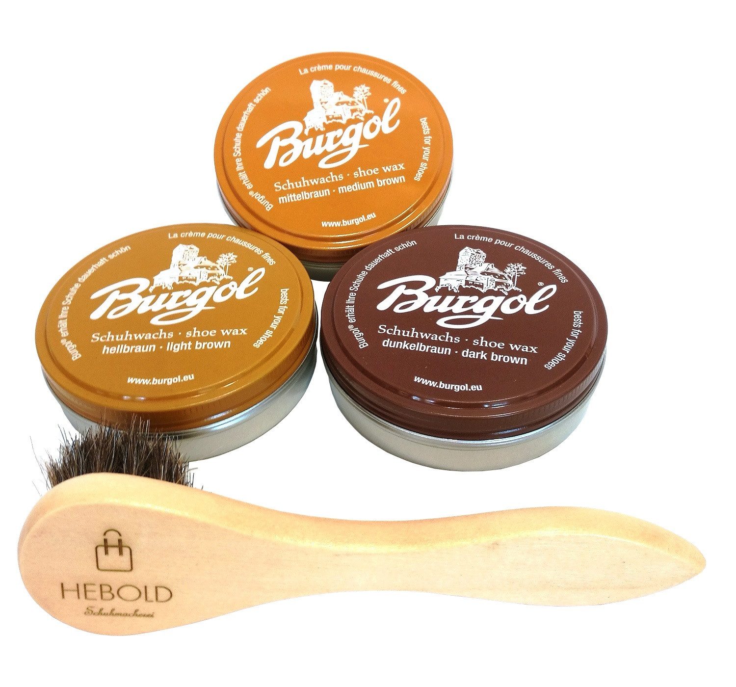 Schuhpflegeset Farbset mit Burgol Schuhwachs Braun Lederpflege